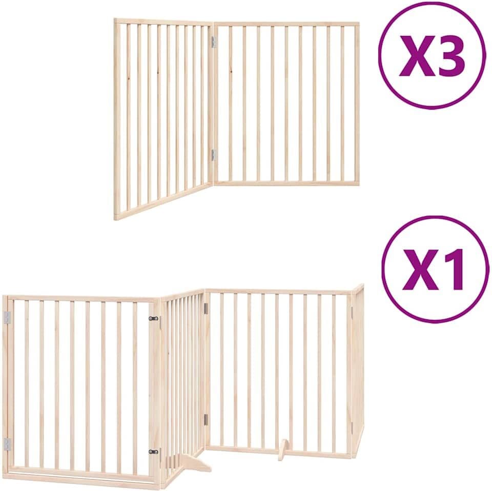 vidaXL Barrière pour chien porte pliable 10 panneaux bois de peuplier