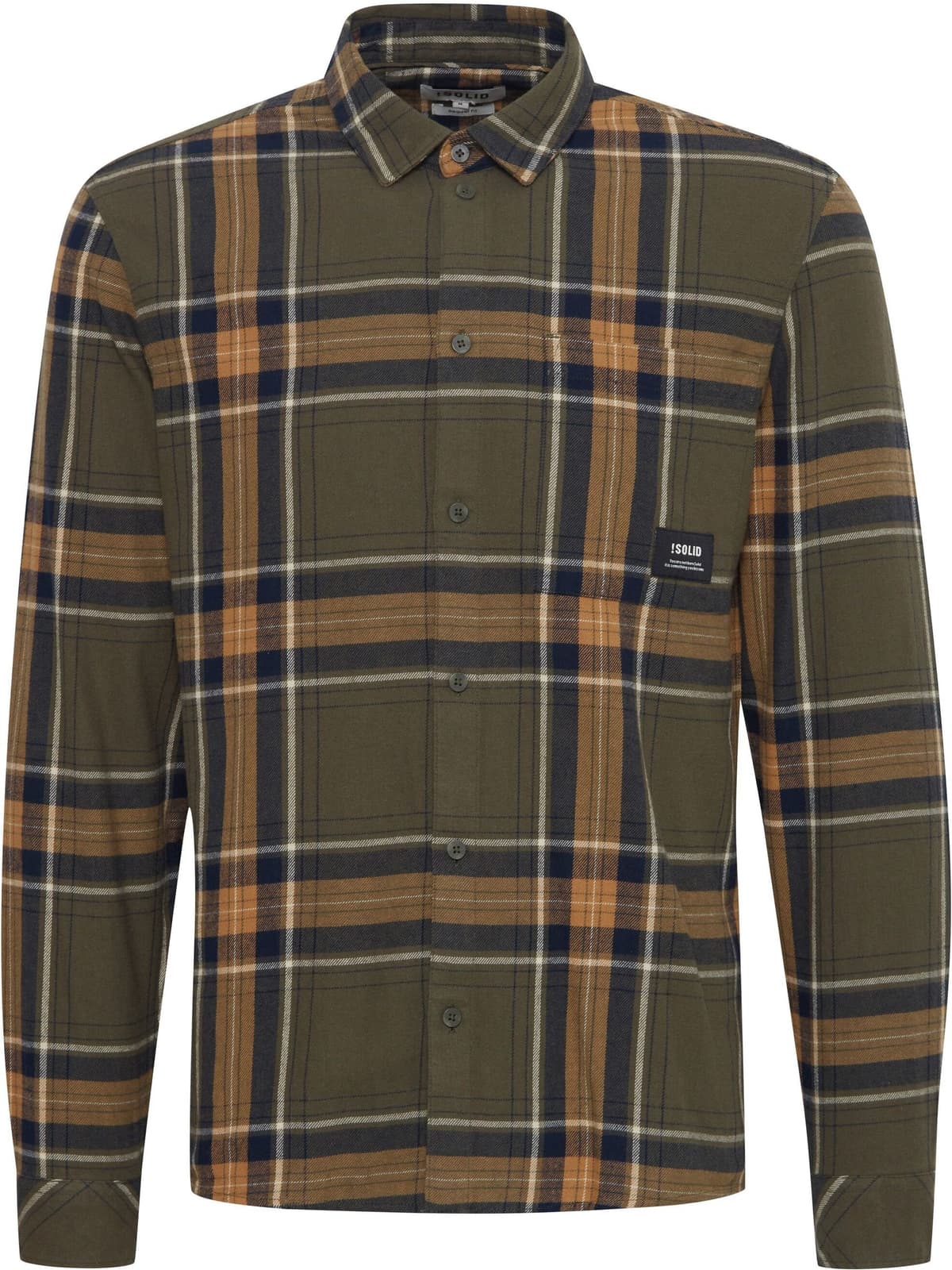 !solid Flanellhemd SOLID "Flanellhemd SDBrandt", Herren, Gr. XL, N-Gr, grün (dusty olive), Obermaterial: 100% Baumwolle CO., Hemden Flanellhemd