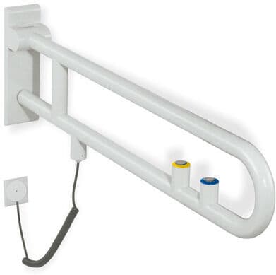 Hewi 801 Bras de support rotatif en E 801.50.52098 900 mm, blanc de sécurité, touche affleurante / fonction, anneau jaune