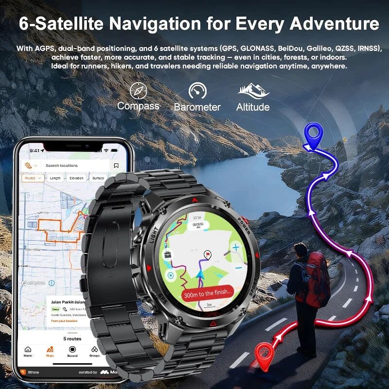 LEEDOAR HT37 T-Rex 3 Pro Military GPS Smart Watch AMOLED 10ATM Waterproof Dual-band GNSS Compass Altimeter Sports Watch with Flashlight