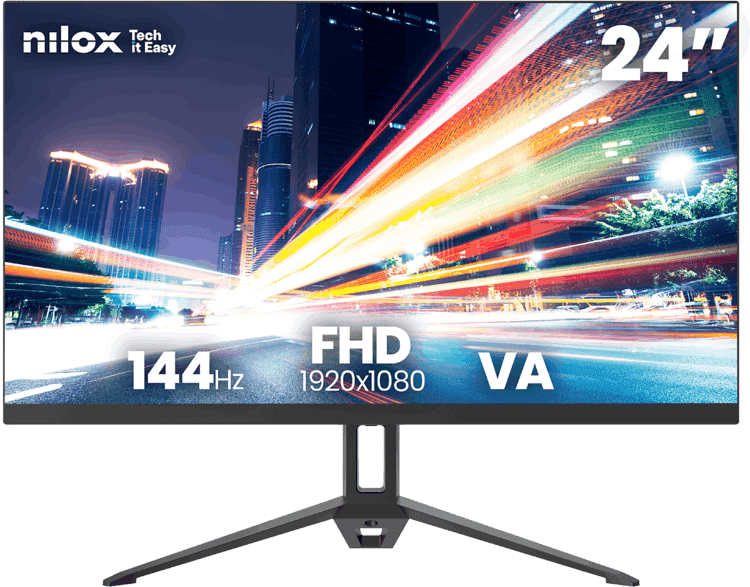 Monitor - Nilox NXM24FHD14411, 24" Full-HD, 144 Hz, 5ms, VA, 1x HDMI, VGA, Negro