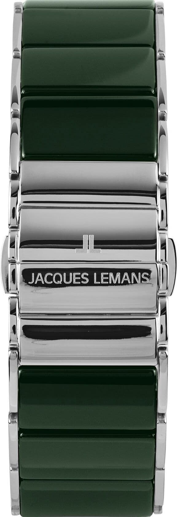 Keramikuhr JACQUES LEMANS "Dublin", silber (dunkelgrün, silberfarben), Armbanduhren, Damen, Keramikuhr, Quarzuhr, Armbanduhr, Damenuhr, Perlmutt-Zifferblatt,Glaskristalle