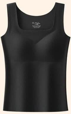 Uplift Essentials German Velvet Thermal Tank Top With Chest Pad For Women Seamless Winter Warm Undershirt 2xl square Collar Black