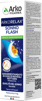 ARKOFARM Srl Arkorelax Flash Sonno Spray 20g - Integratore Alimentare con Melatonina ed Escolzia