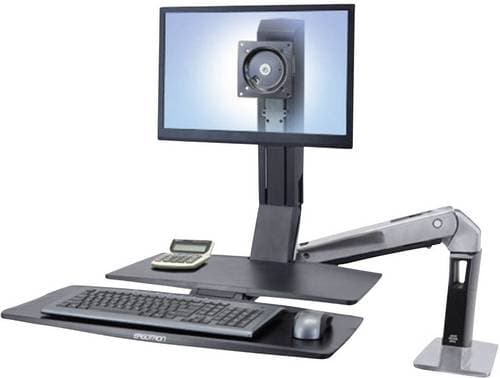 Ergotron Monitor-Tischhalterung WorkFit-A 1 Display(s) 25,4 cm (10 ) - 61 cm (24 ) Schwarz, Aluminium (poliert) Höhenverstellbar, Tastaturablage