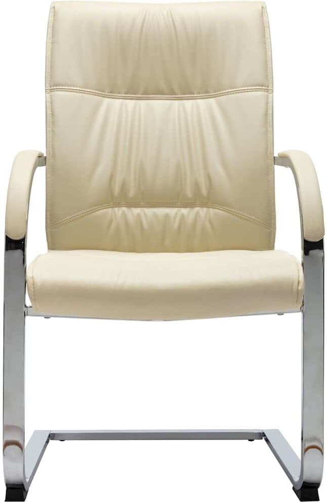 vidaXL Chaise de bureau cantilever Crème Similicuir