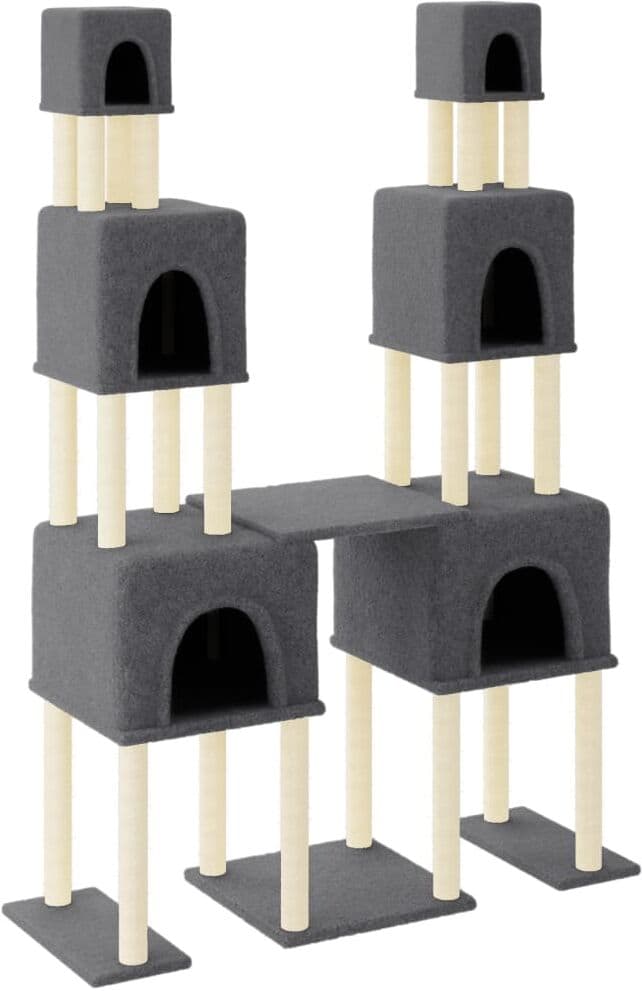 vidaXL Arbre à chat avec griffoirs en sisal Gris foncé 199 cm