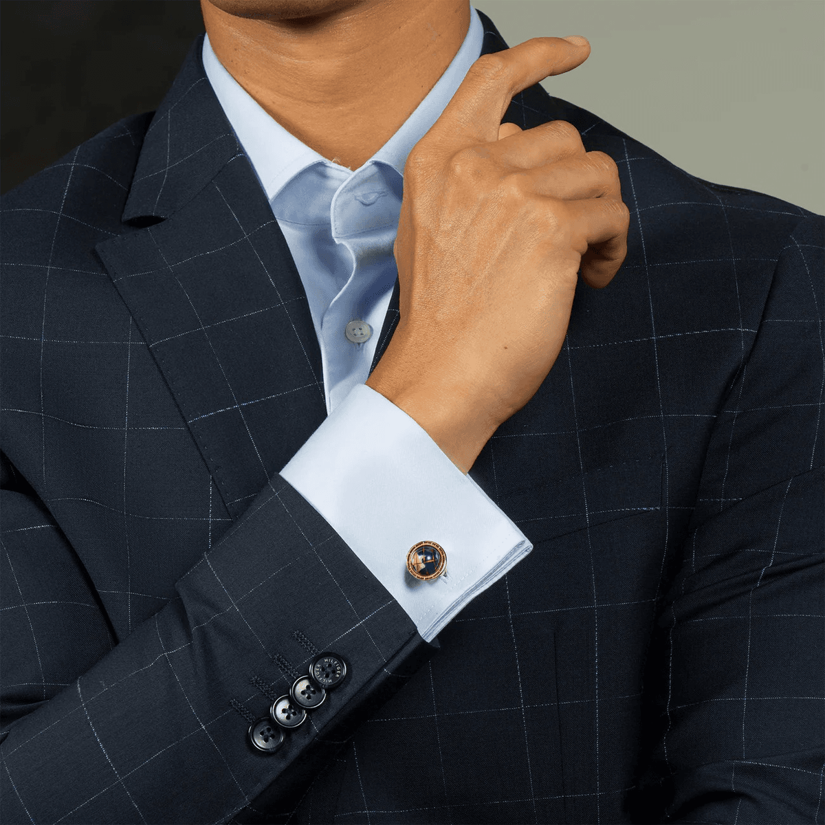 TATEOSSIAN Butoni argint masiv Globe Lapis Gold