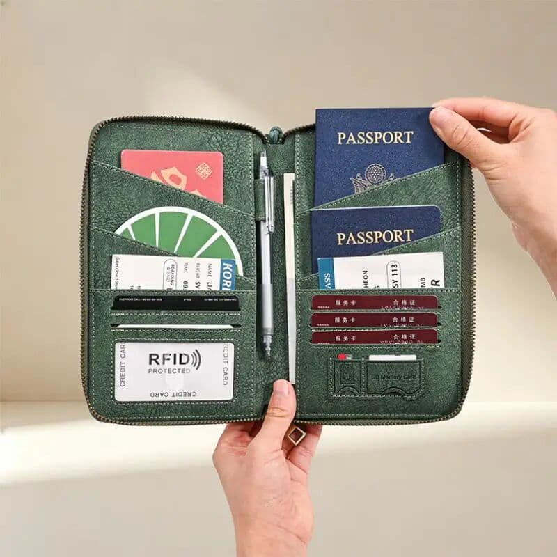 HOMEFISH RFID Blocking Passport Holder Multi-Functional Travel Document Organizer Ticket Storage Bag Wallet for Multiple Passports