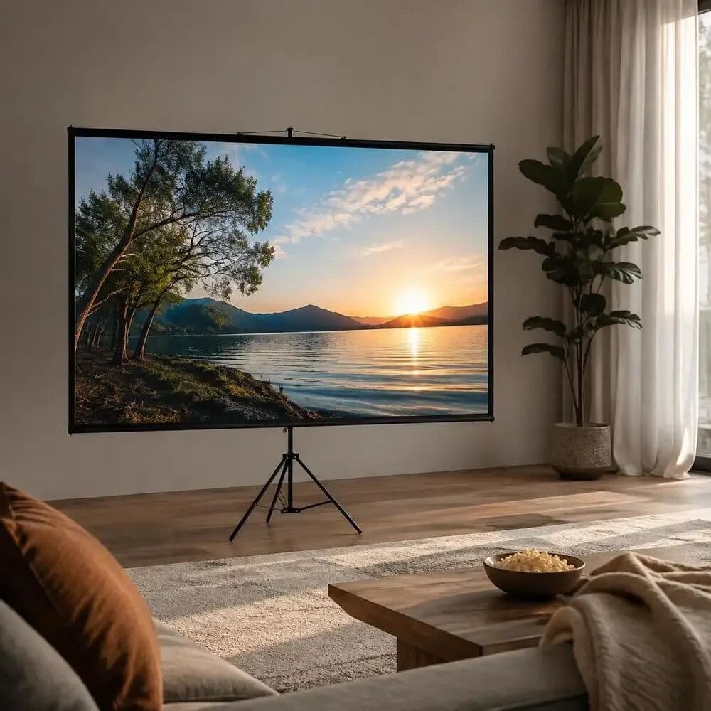 NONE Tripod Projector Screen Stand 80 Inch 16 9 4K HD Wrinkle-Free Height Adjustable Portable Screen Indoor Outdoor Movie Home Cinema Gaming Office 178 X 100 Cm