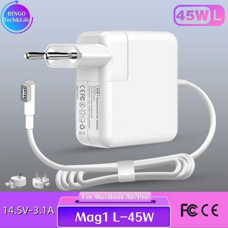 KTZON 45W Magsafe1 L-Head Charger for MacBook Air/Pro,Replacement Power Adapter,Compact & Portable,Fast Charging,CE FCC RoHS Listed