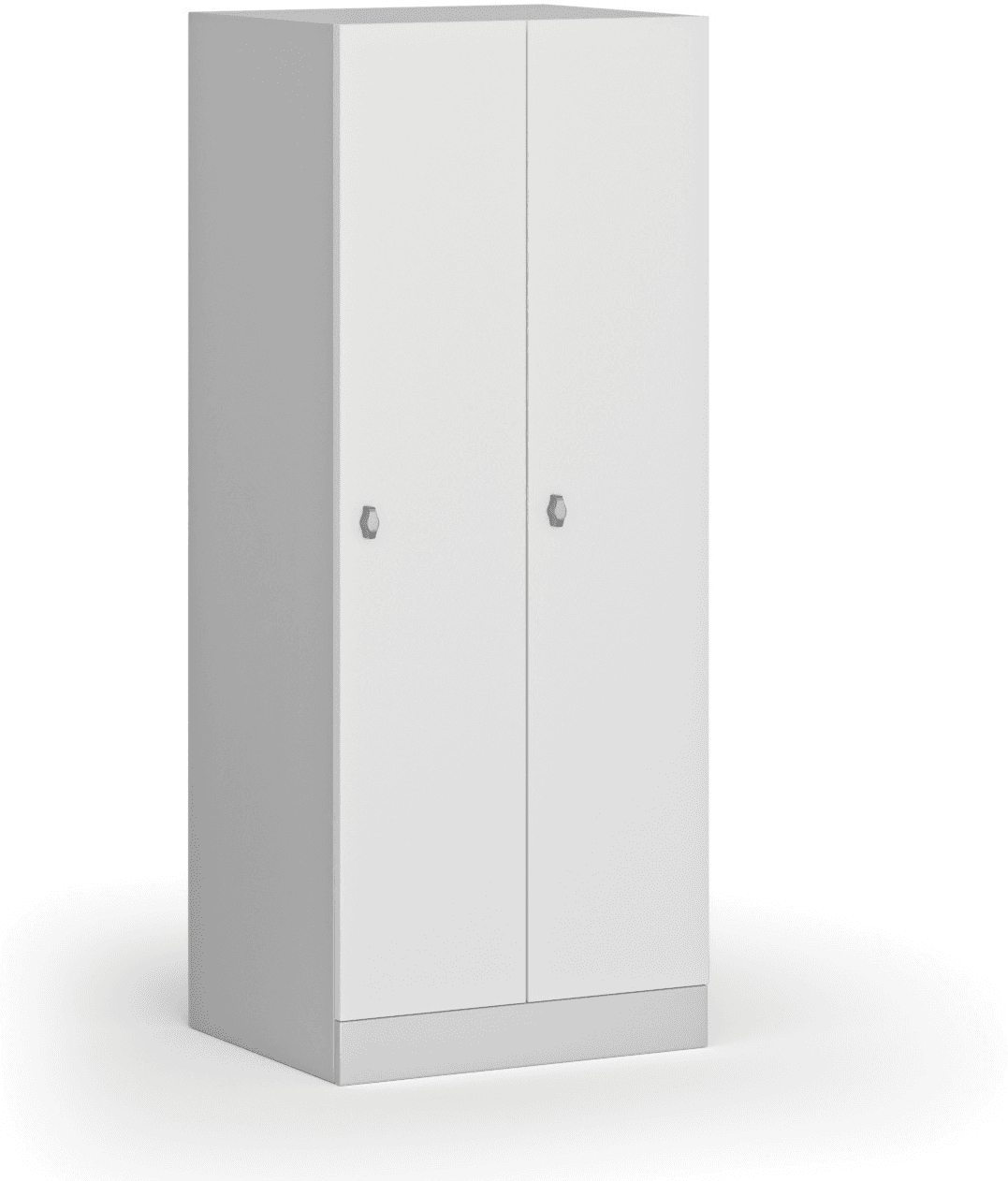 B2B Partner Szafa ubraniowa S1 obniżona, 2-drzwiowa, 1500 x 600 x 500 mm, zamek obrotowy, drzwi laminowane, biała