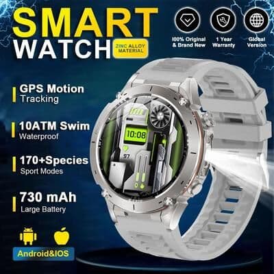 Uplift Treasures Stratos 4 GPS Smartwatch AMOLED HD Compass Altimeter Call grey