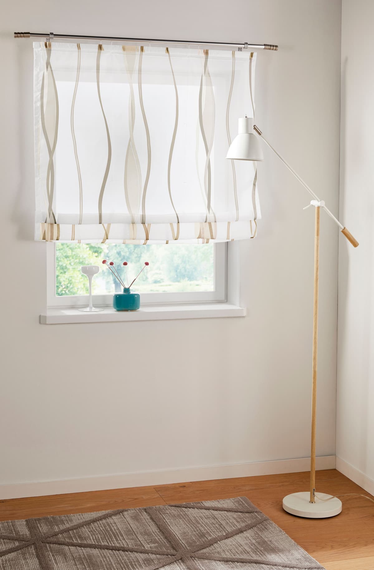 Raffrollo OTTO HOME "Dimona" Gr. 5, beige (creme, schoko), B:120cm H:140cm, Voile, Obermaterial: 100% Polyester, Raffrollos, Raffrollo, Transparent, Voile, Polyester, Wellen
