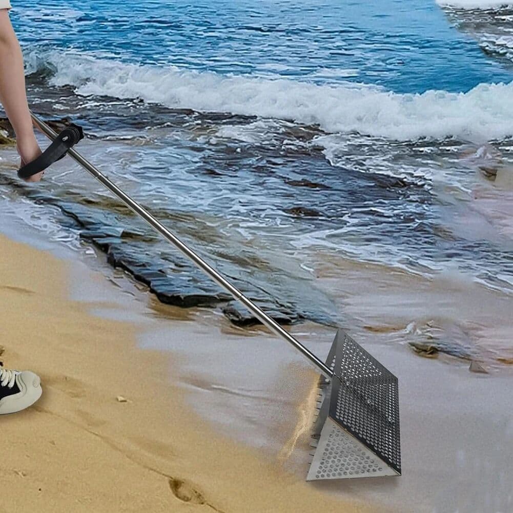 NONE Stainless Steel Sand Screen Collapsible Beach Shark Tooth Screen Beach Sand Scoop Shovel Shell Shovel Sand Sieve Seafood Tool
