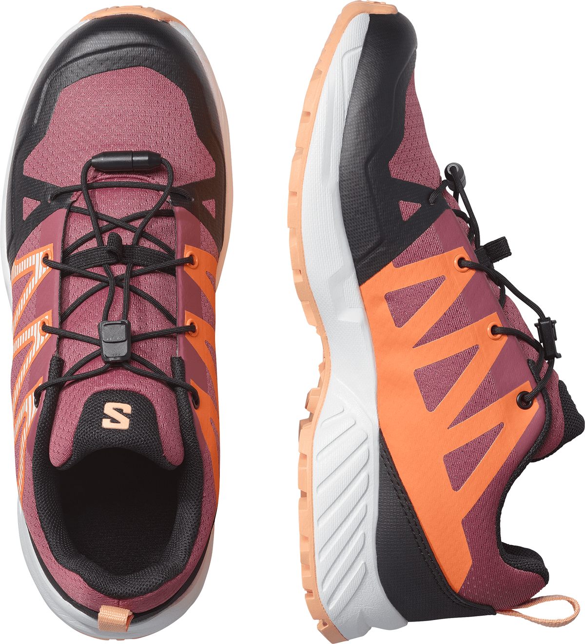 Wanderschuh SALOMON "OUTSCAPE J", Mädchen, Gr. 33, rot (nocturne, weiß, almond cream), Synthetik, Textil, Schuhe Wanderschuh, pour enfants et adolescents nocturne, weiß, almond cream 33