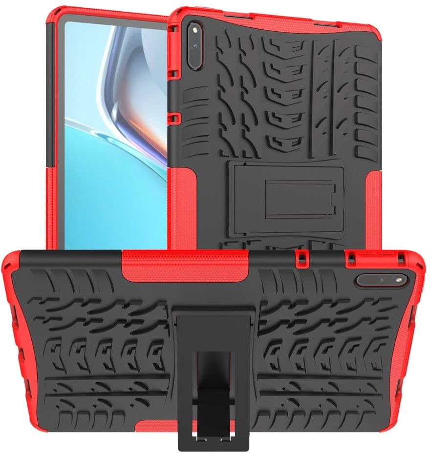 TABLETCOVERS.DK Huawei MatePad 11 Håndværker Cover m. Dæk Design & Ståfunktion - Sort & Rød
