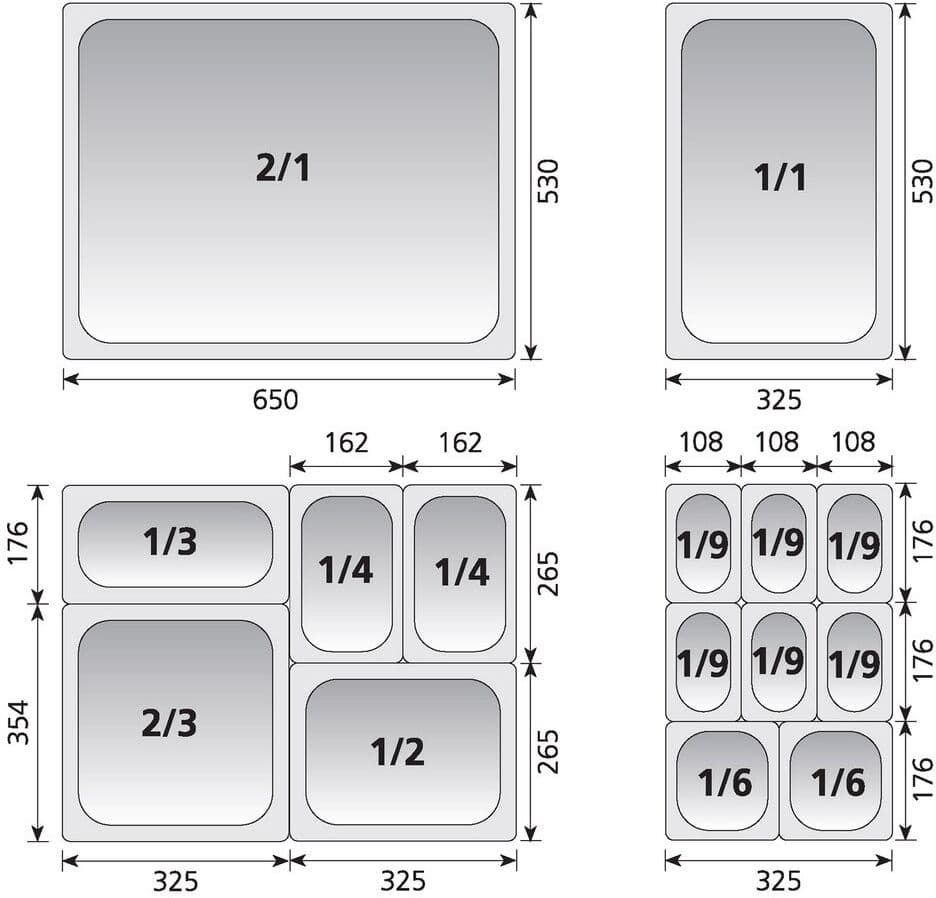 B2B Partner Pojemnik gastronomiczny ze stali nierdzewnej GN 1/3, 325 x 176 x 65 mm