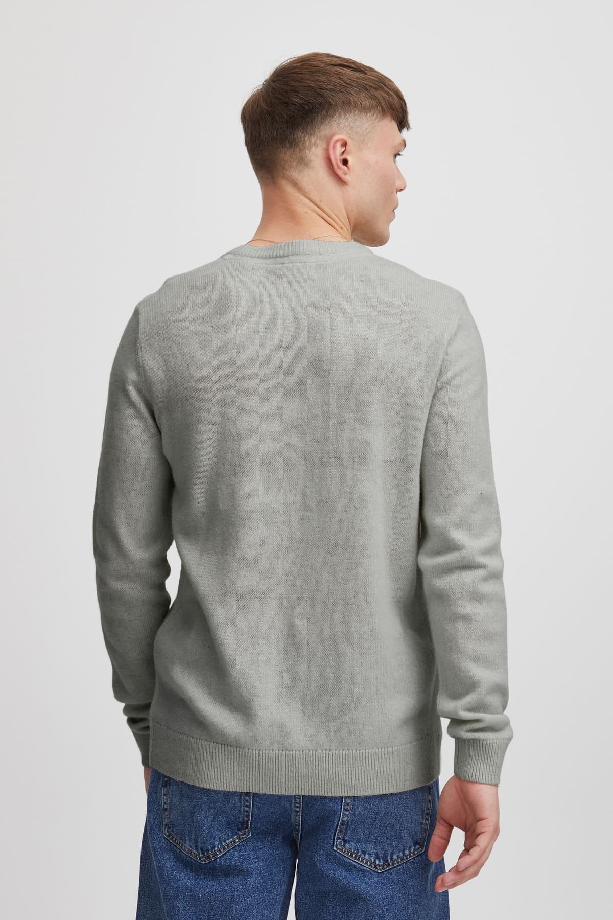 !solid Strickfleece-Pullover SOLID "Strickpullover Sddyllon", Herren, Gr. L, grau (light grau melange), Obermaterial: 60% Lammfell LF. 40% Nylon NY., normal, Pullover Strickfleece-Pullover