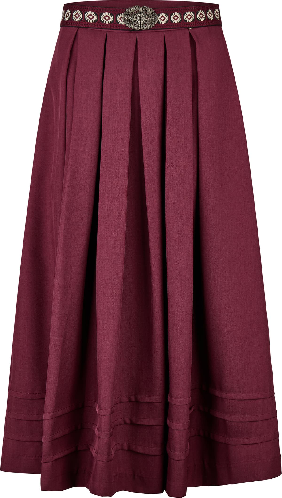 Trachtenrock SPIETH & WENSKY "Spieth & Wensky Trachtenrock Kornblume", Damen, Gr. 46, rot (rost), Obermaterial: 97% Polyester PES. 3% Elasthan EL., uni, regular fit, Röcke Trachtenrock, mit dekorativem Gürtel