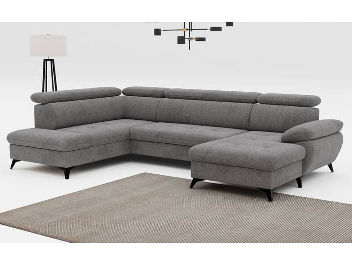 Wohnlandschaft COTTA Hudson , grau (mouse), B:324cm T:207cm, Sofas, Wohnlandschaft, mit Kopfteilverstellung, optional Schlaffunktion & Bettkasten