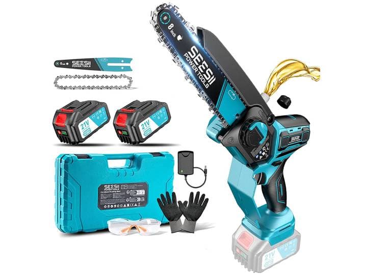 Scie électrique sans fil Seesii 6 et 8 pouces, 1000 W, scie à chaîne électrique, outils de travail du bois, d'élagage de jardin, pour batterie Makita 18 V