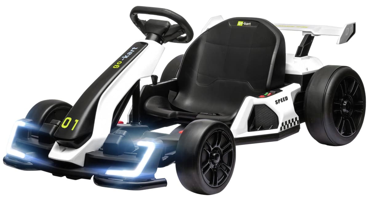 24V Elektro Go-Kart für Kinder, Drift-Kart mit Drift-Funktion, elektrisches Kinder Go-Kart für 6-12 Jahre, Weiß