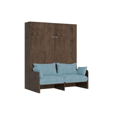 Itamoby Kentaro 160 cm Klappbett für Doppelbett mit Sofa aus Walnussholz, hellblau