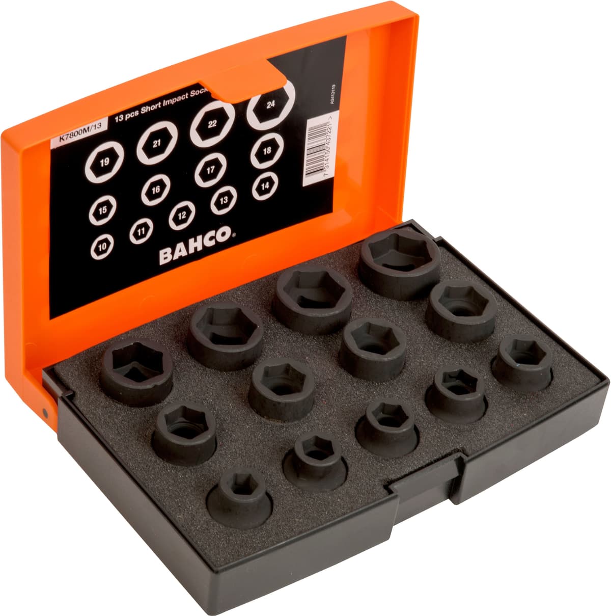 Bahco Krafthylssats, K7800M/13, 1/2" 13 Delar