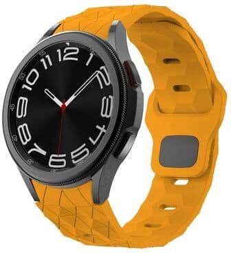 Everyday Crate Samsung Galaxy Watch 6 Classic Silicone Watch Band Football Pattern Sport Strap With Reverse Buckle dark Yellow