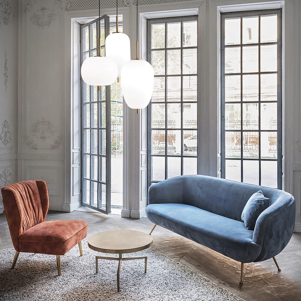 Ideal Lux Lámpara colgante de metal dorado con elementos de vidrio soplado