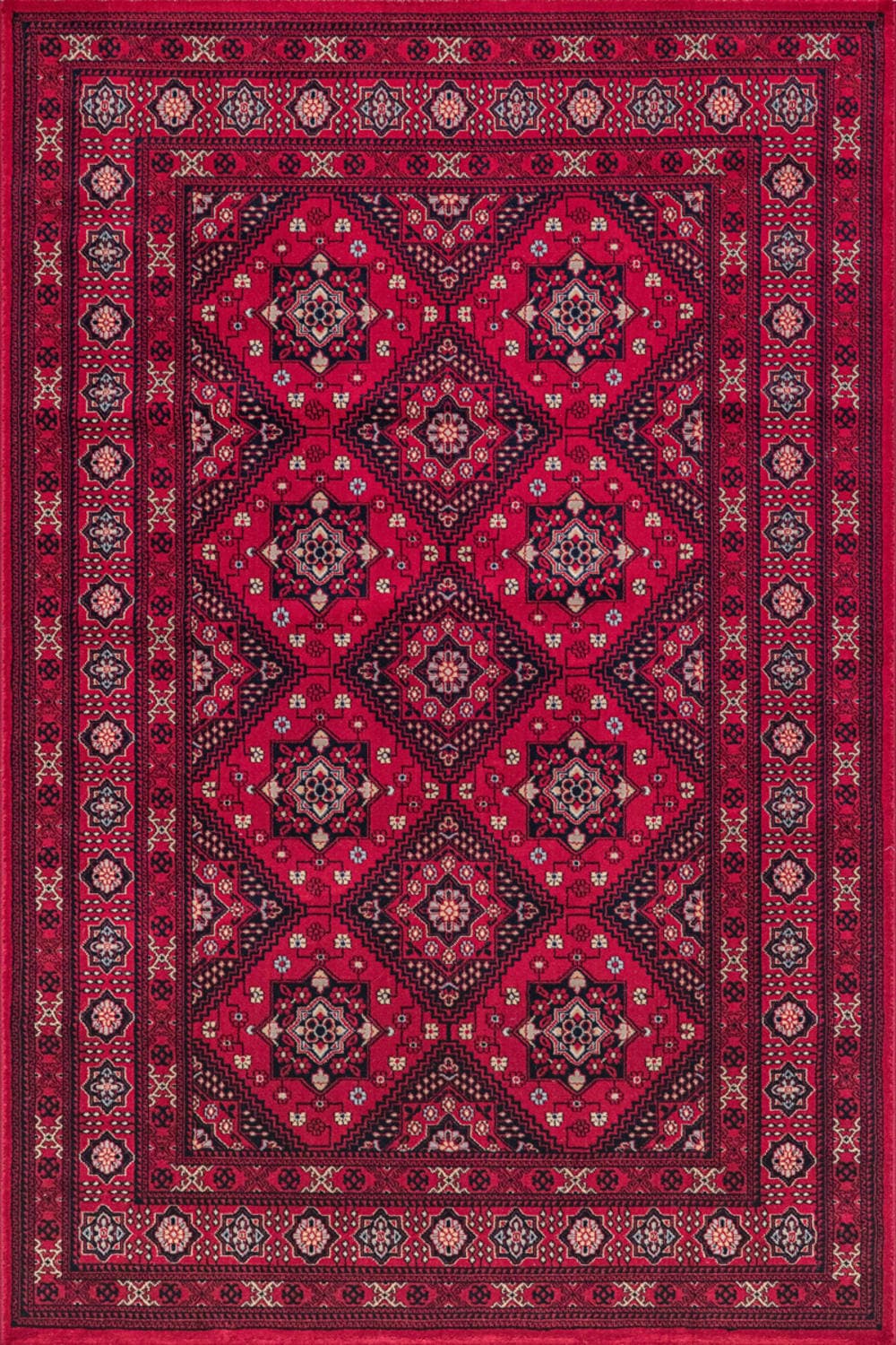 The carpet Alfombra pelo corto oriental rombos, rojo, 160 x 230 cm