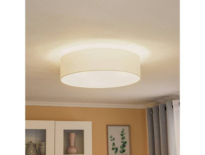 Plafondlamp Roller, dimbaar, crème / amber, Woon-/ Eetkamer, Textiel / Stof / Zijde, Modern, plafondlamp