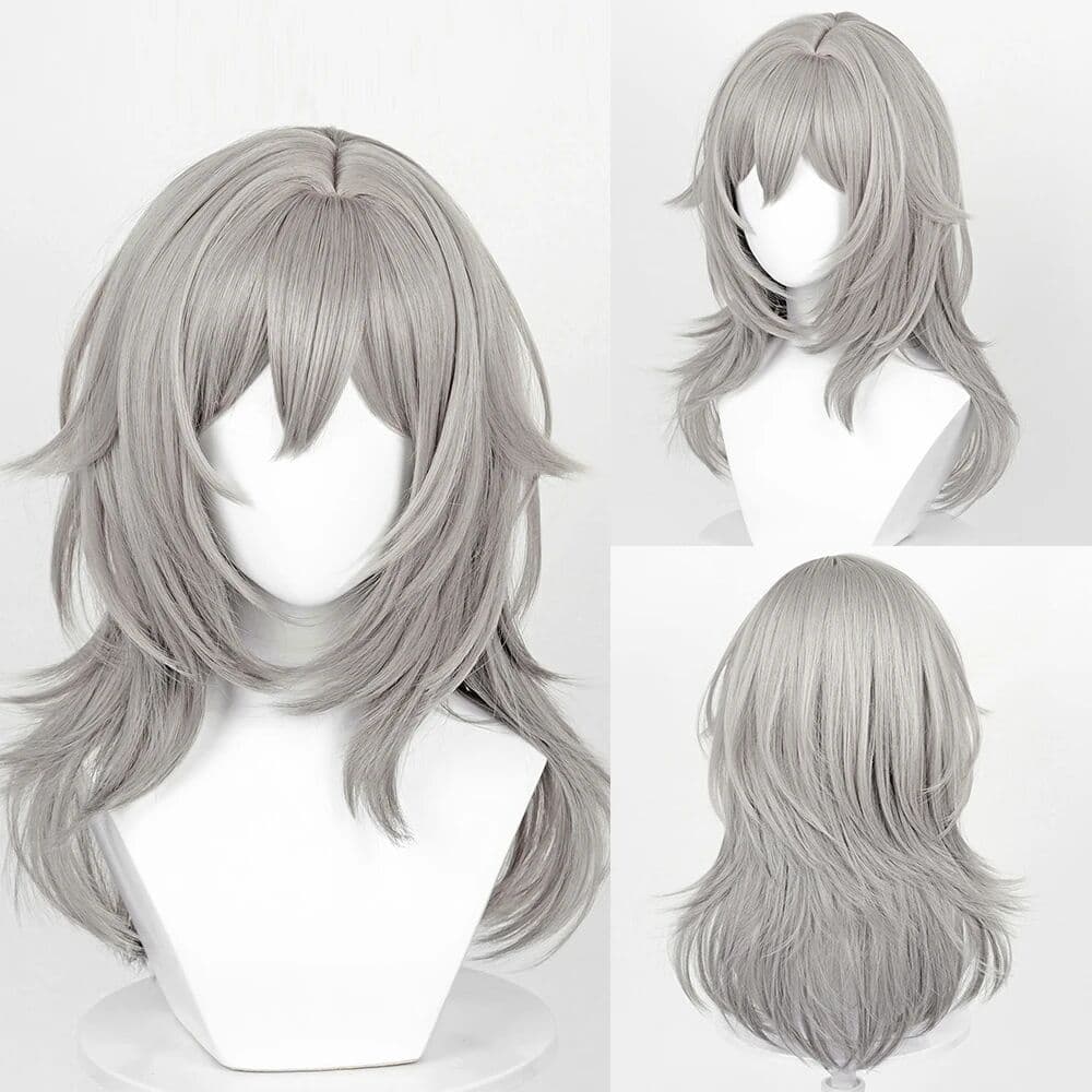 VICWIG Long Straight Synthetic Grey Wig Stelle Cosplay Game Anime Women Fluffy Heat Resistant Wig for Daily Party