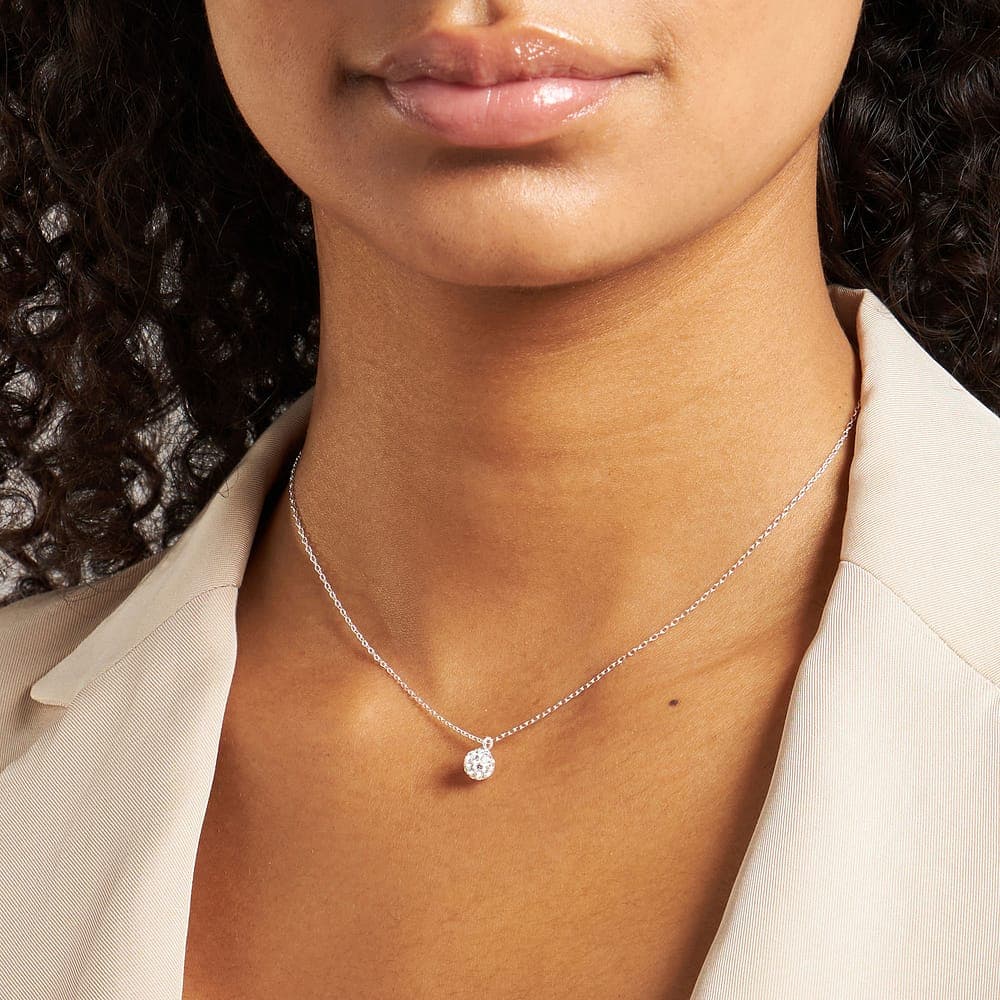 Collier Cleor En Argent 925/1000 Et Cristal Femme