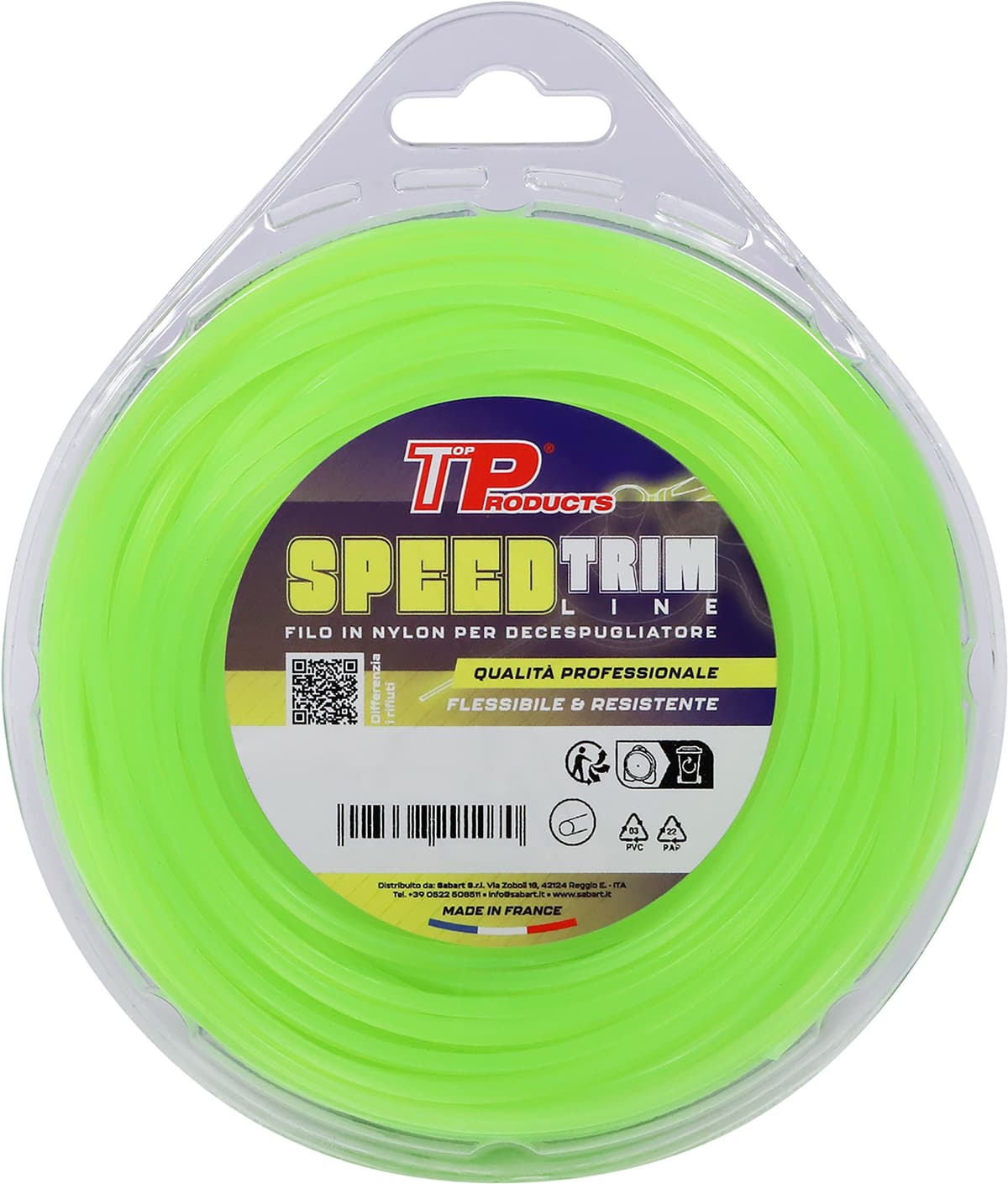 Tp FILO NYLON PER DECESPUGLIATORE  Ø 2,4 mm 15 m SEZIONE TONDA