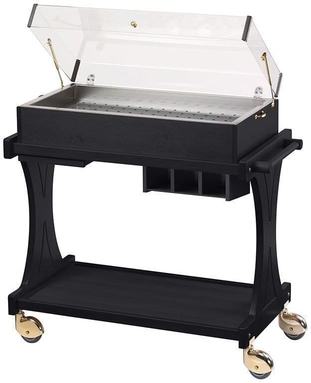Forcar Carrello di Servizio in Legno con Cupola 2 Piani con 8 Piastre Refrigeranti 106 x 55 cm Nero
