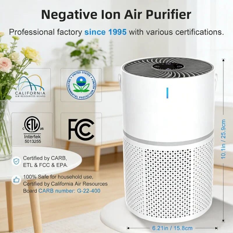 JFBONIN User Friendly Portable HEPA Filtered Air Cleaner Negative Ion Featuring Quiet Operations for Bedrooms or Small Living Spaces