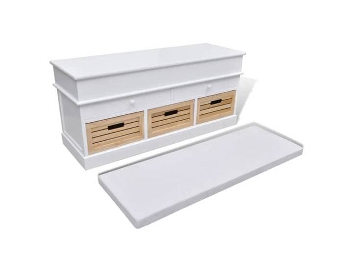 BANC couloir Blanc - LEMON® Banc d'entrée - et de rangement - Siège de rangement - avec coussin 2 tiroirs - blanc - 523 - Soldes