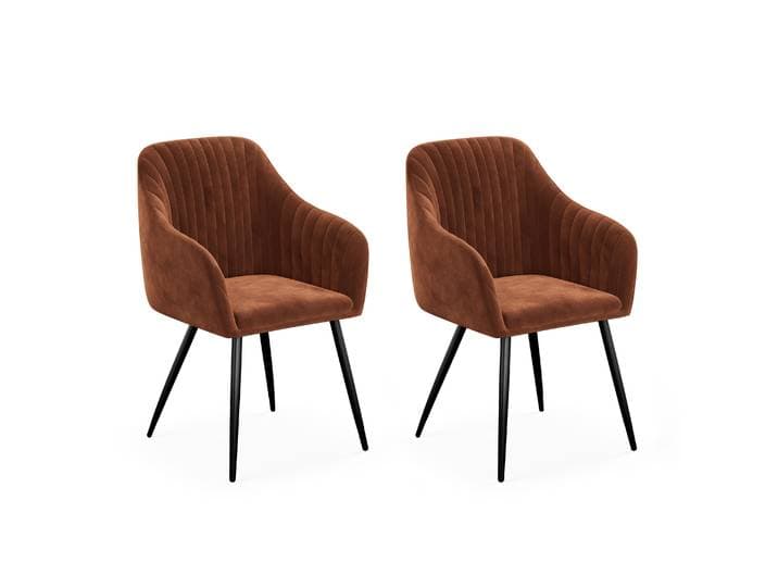 Esszimmerstuhl Samt LEE 2er Set braun