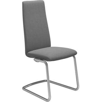 Polsterstuhl STRESSLESS "Laurel", grau (dunkelgrau dinamica, chrom matt), B:53cm H:105cm T:60cm, Microfaser DINAMICA (88% Polyester, 12% Polyurethan), Stühle, Polsterstuhl, High Back, Größe M, mit Beinen aus Stahl in Chrom matt