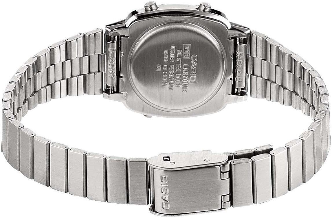 Chronograph CASIO VINTAGE, silber (silberfarben, grau), Armbanduhren, Damen, Chronograph, Quarzuhr, Armbanduhr, Damenuhr, Digitaluhr, Datum, Edelstahlarmband
