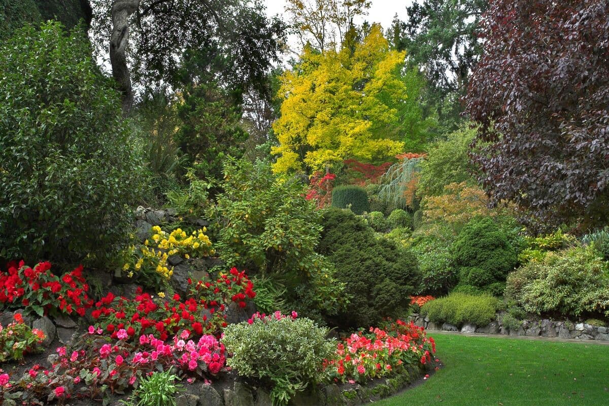 Fototapete PAPERMOON "Fluss in Garten", bunt, B:3m L:2,23m, Vlies, Tapeten, Fototapete