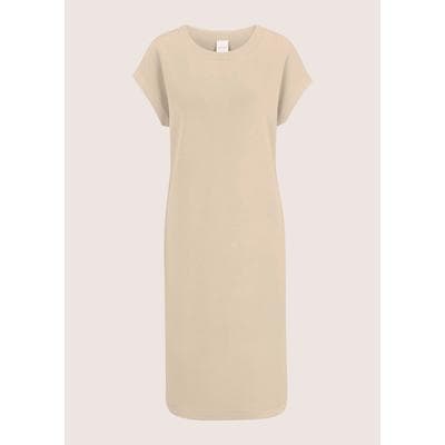 Midikleid MADELEINE "Kleid Ärmelloses Sweatkleid mit Perlenband", Damen, Gr. 48, beige (perlweiß), Kleider Midikleid