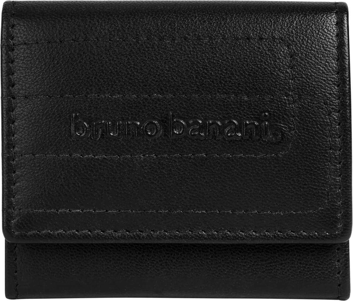 Geldbörse BRUNO BANANI "BRUNO BANANI Herren, Damen echt Leder", Herren, schwarz, Leder, leicht glänzend, unifarben, Kleinlederwaren Geldbörse, echt Leder schwarz Einheitsgröße