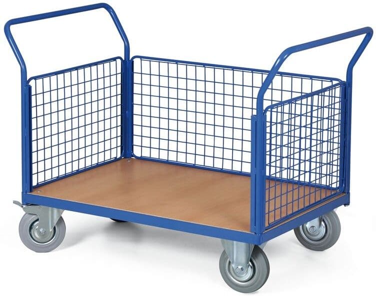 B2B Partner Wózek platformowy osiatkowany, 3 burty, 1000x700 mm, nośność 300 kg