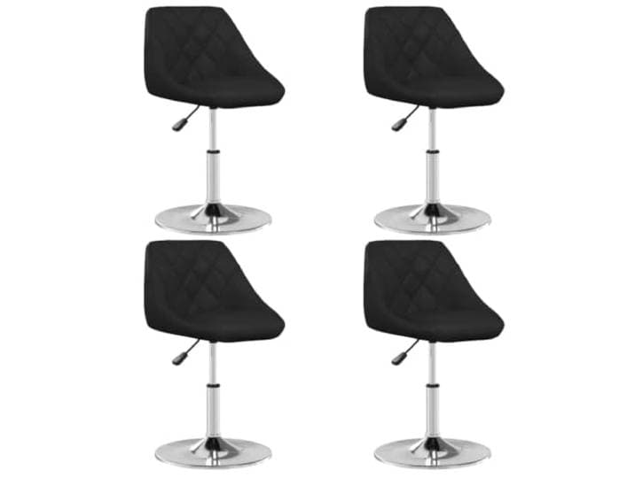 Fisinber 4er Set Esszimmerstühle Drehbar Höhenverstellbar PU Schwarz Stufenlose Höhenanpassung und 360 Grad Rotation für Küche, Theke und Essbereich mit stabilem Chromgestell.