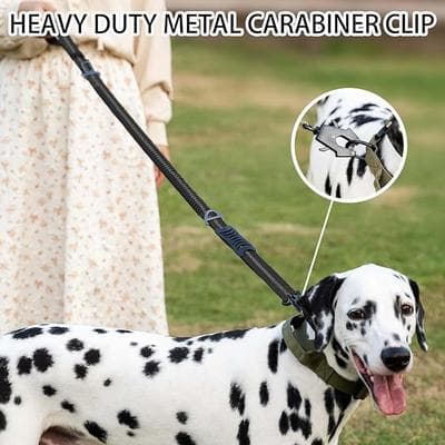 Happy Pet Pantry Heavy Duty Tactical Dog Leash, Reflective, Shock Absorbing Bungee Leash For Large Dogs   No Pull & Car Seatbelt Safe blue