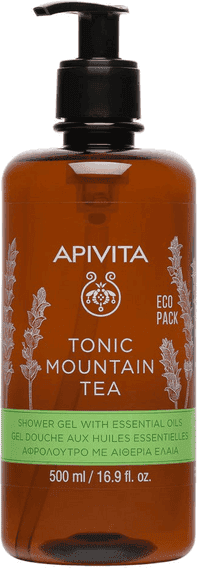 Apivita Tonic Tè Di Montagna Gel Doccia con Oli essenziali Ecopack 500 ml