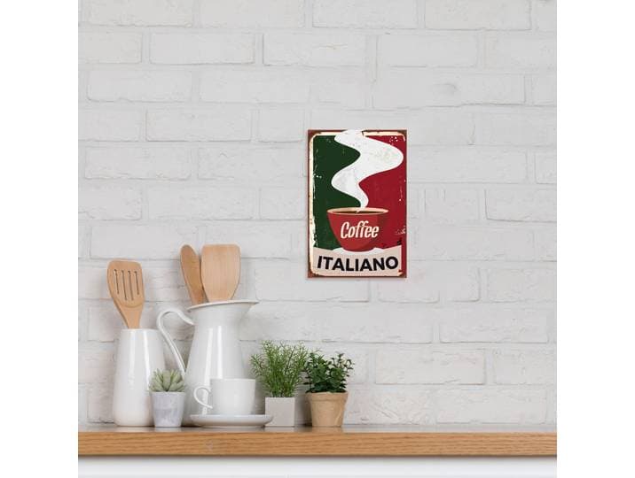 Alu-Dibond-Druck QUEENCE Coffee Italiano , bunt (farbe bild(er): bunt), B:20cm H:30cm T:0,2cm, Alu Dibond, Bilder, Alu-Dibond-Druck, Coffee, Kaffee, Küche, Sprüche, Schild